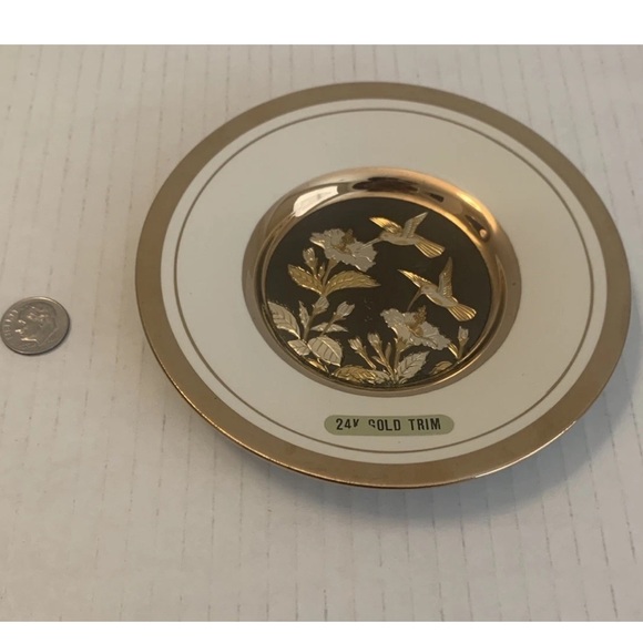 The Art of Chokin Hummingbirds with Flowers 24K Gold Trim Collectors Plate 5” - Picture 9 of 10